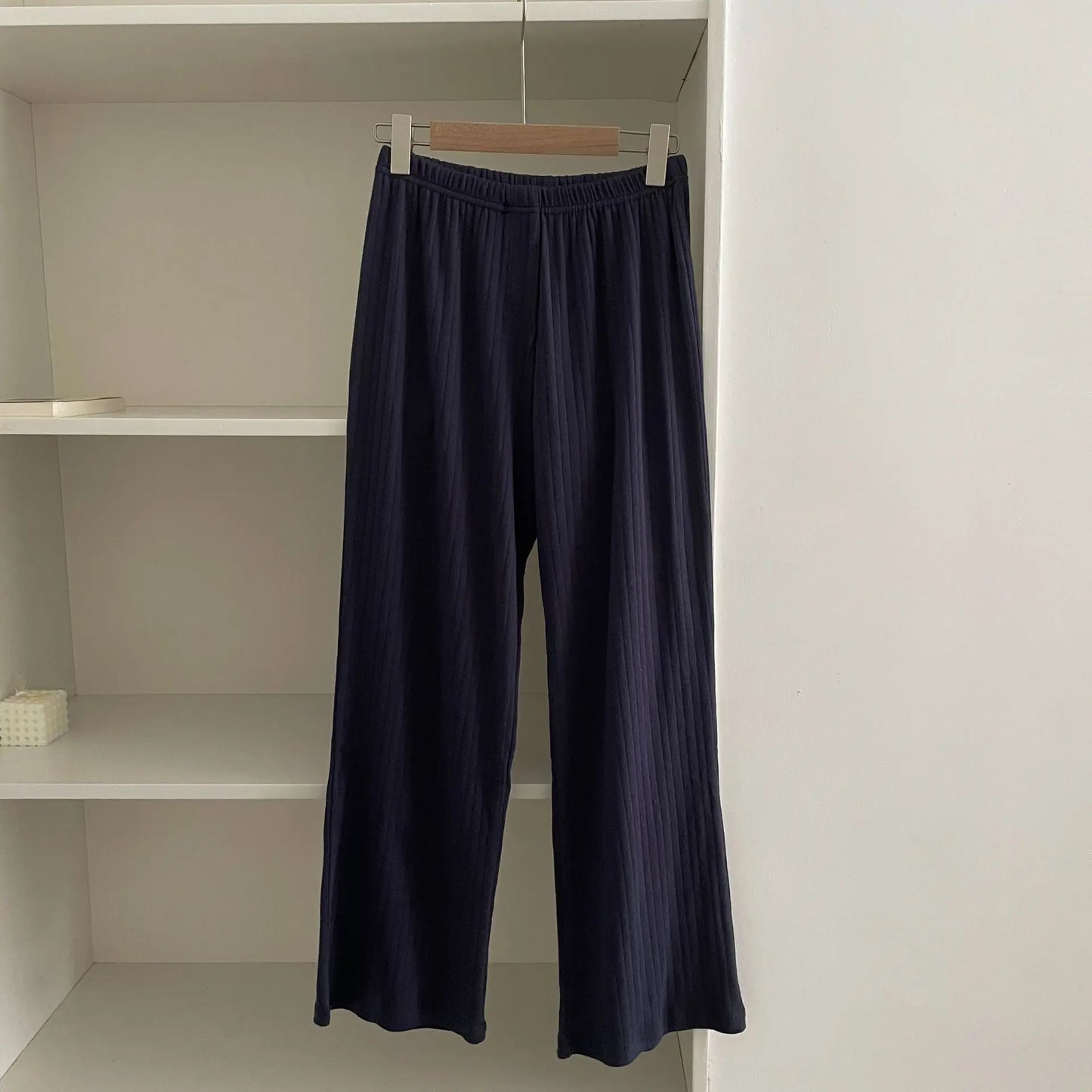 Sweet Solid Cotton Home Pant Women All-match Soft Elastic High Waist Pajama Trousers Vintage Preppy Style SImple Y2K Long Pants