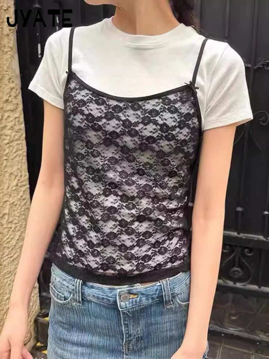 Sweet Bow Lace Trim Camisole Women Summer New Cotton Chic Casual Slim Preppy Style Cropped Vest Vintage Cute Basic Tank Tops Y2K