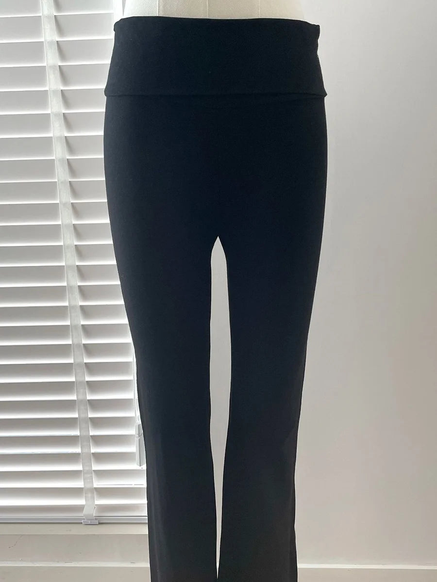 Solid Skinny Cotton T-shirt Pant Set Woman O-neck Long Sleeve Tee+Foldover Flare Yoga Pant Sport 2 Piece Sets Can mix and match