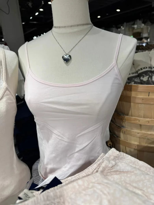Sweet Pink Patchwork Slim Crop Top Women Summer New Casual Cotton Sleeveless Cropped Camis Female Vintage Basic Y2K Tank Tops