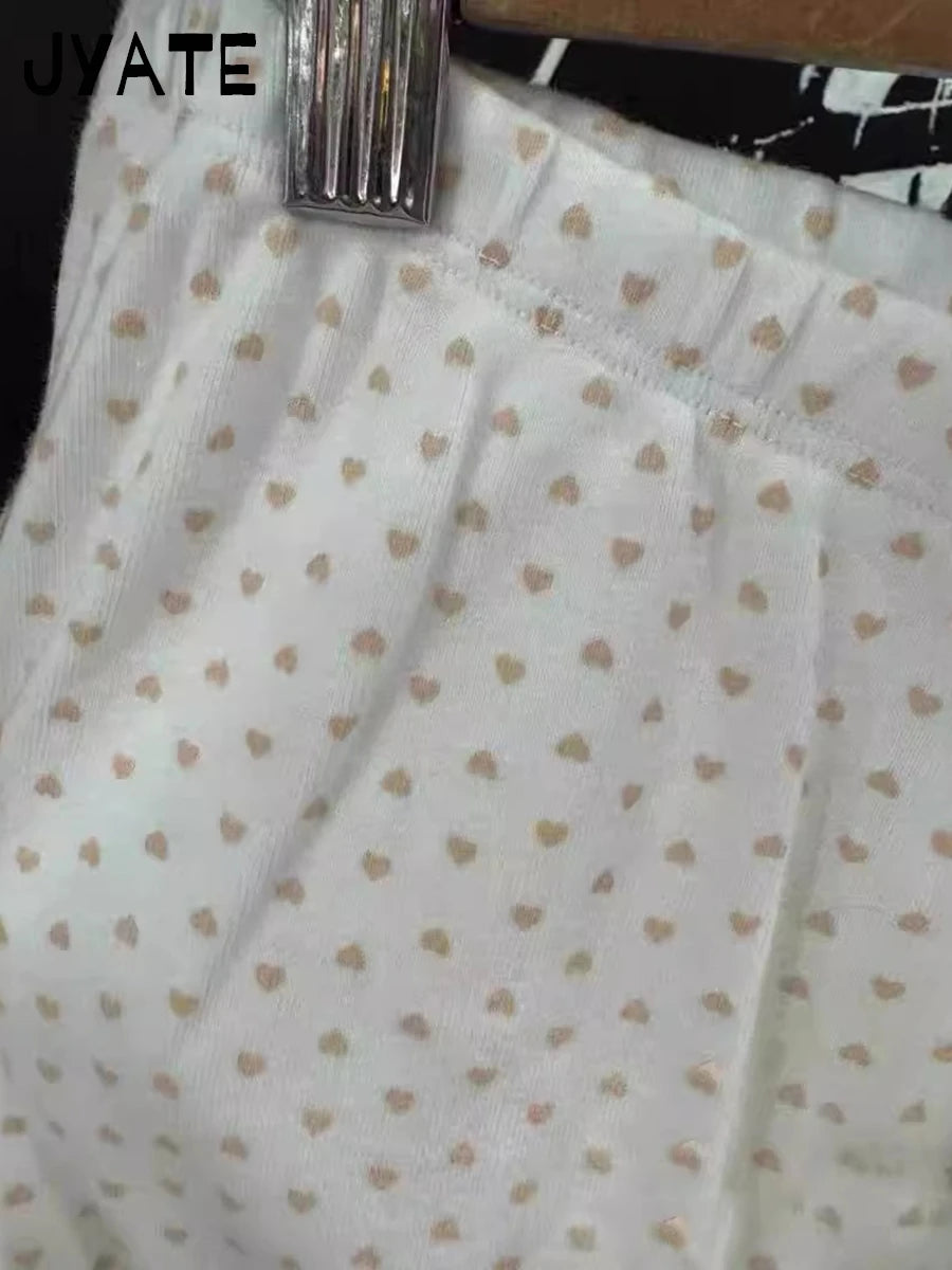 Sweet Pink Heart Print Casual Home Pants Women New Cotton Soft Elastic High Waist Pajama Trousers Cute Vintage Preppy Long Pant
