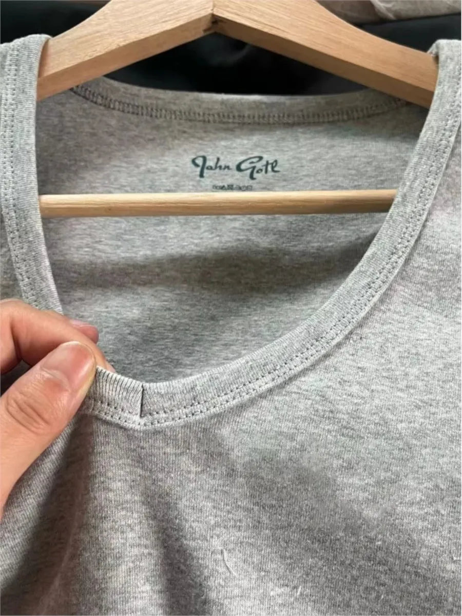 Sweet Gray Lace Trim V-neck Short Sleeve Tee Women New Cotton Casual Simple Slim Tops Clothes Vintage Basic Preppy Style T-shirt