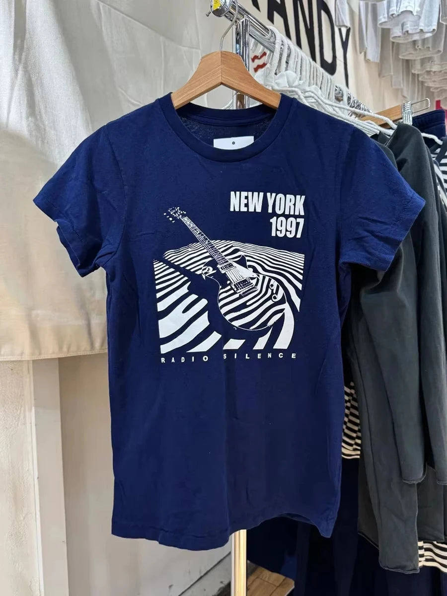 Vintage Letter Graphic Crop Top Women Summer Casual Round Neck Short Sleeve Short T-shirt Female Retro Classic Cotton Tops Chic