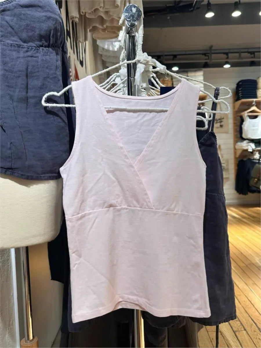 Vintage Polka Dot Sexy Deep V-neck Tank Tops Women Summer New Cotton Lace-up Slim Sleeveless Tees Retro Streetwear Sweet Vests