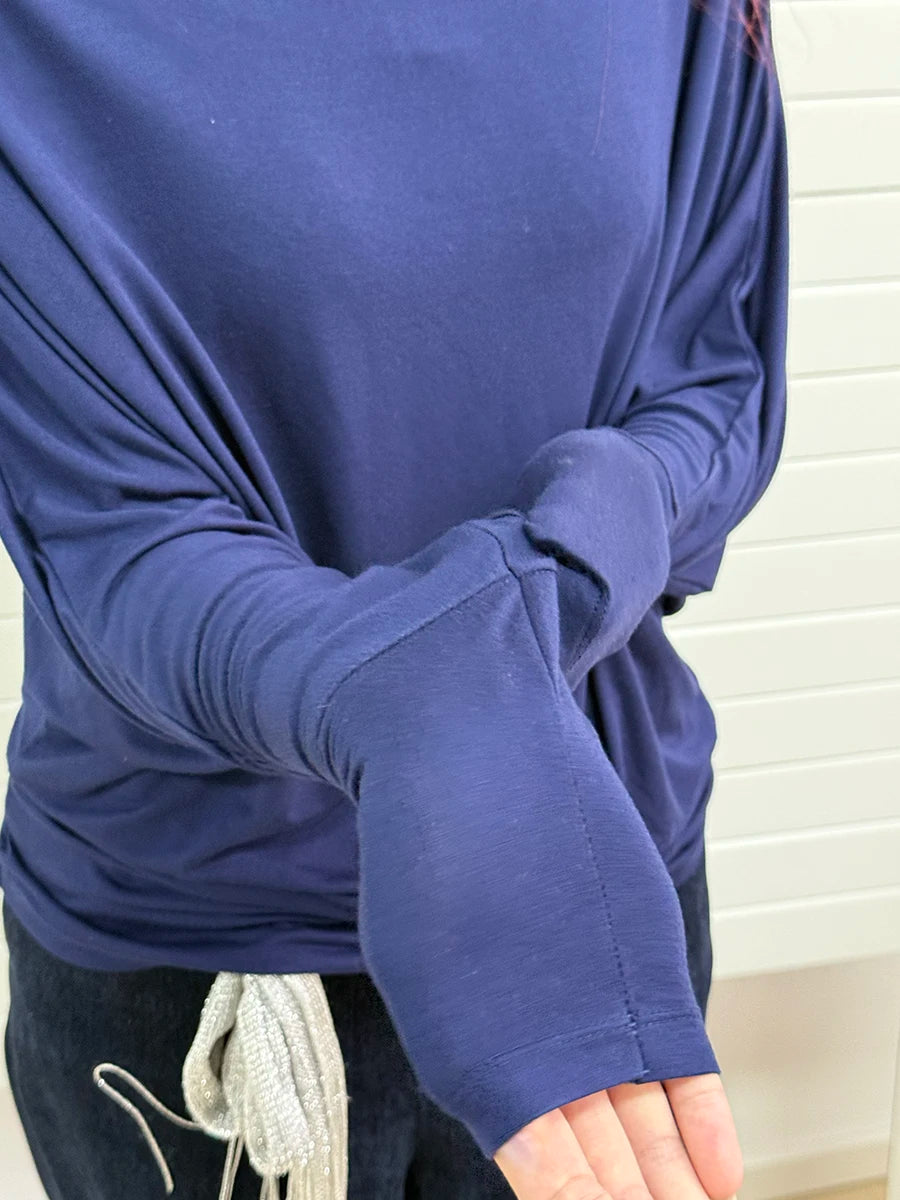Cement Gray Long Batwing Sleeve T-shirts Woman Sexy Slash Neck Cotton Tee Shirts Female Casual Simple All-match Tshirts Y2k Tops