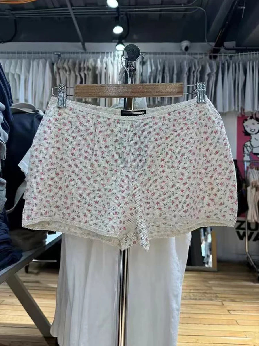 Pink Floral Eyelet Slim Tank Top Women Spring Lace Trim Sleeveless Cotton Crop Tops Casual Sweet Cute Preppy Style Y2K Camis New