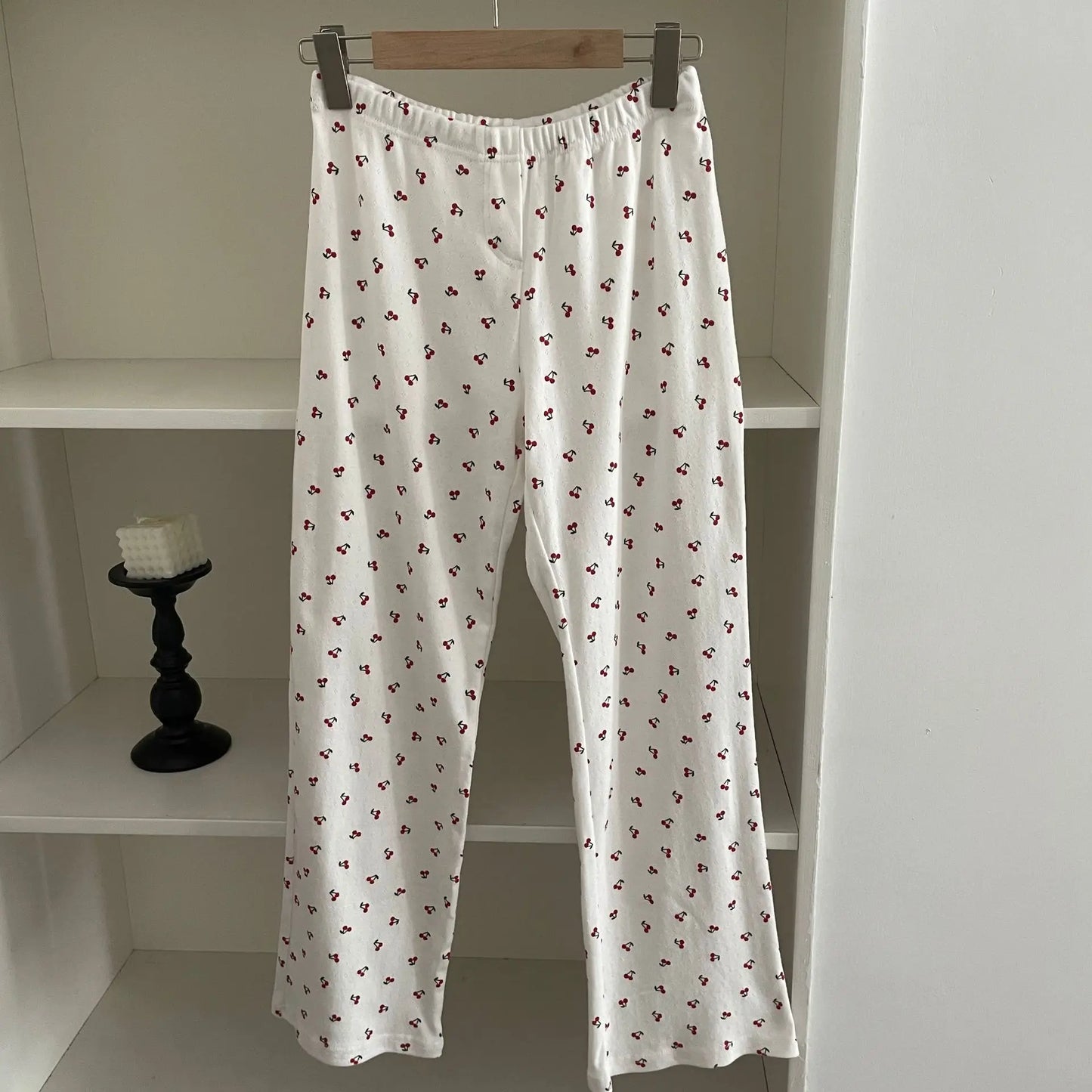 Cute Print Cotton Long Pants Women All-match Soft Elastic High Waist Pajama Trousers Sweet Vintage Preppy Style Home Pant Y2K