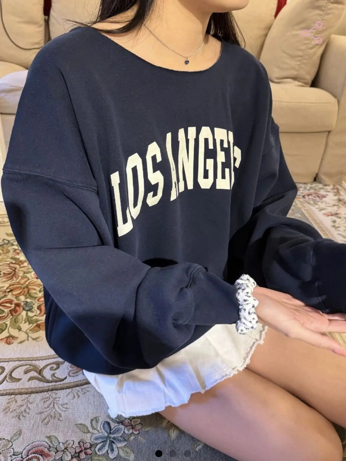 Letter Embroidery Scoop Neck Sweatshirt Women Autumn Streetwear Long Sleeve Cotton Loose Pullover Vintage Oversized Y2K Hoodie