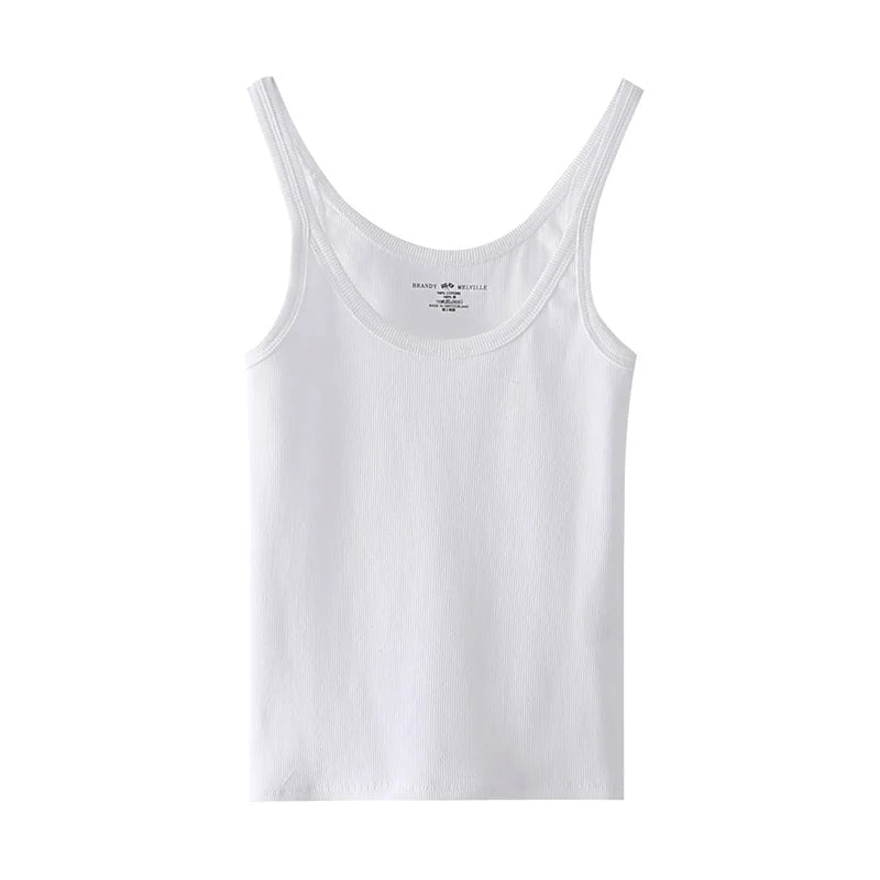 Simple Basic Ribbed Tank Tops Women Summer New Streetwear Casual Slim U-neck Sleeveless Vests Sweet Vintage All-match Camisole