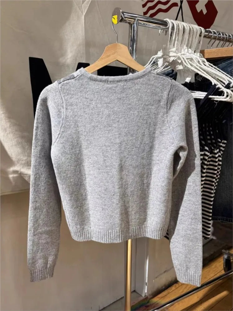 Diamond Jacquard Button Sweater Coat Women Autumn New Slim Cotton O-neck Casual Jumper Tops Sweet Chic Preppy Style Cardigan