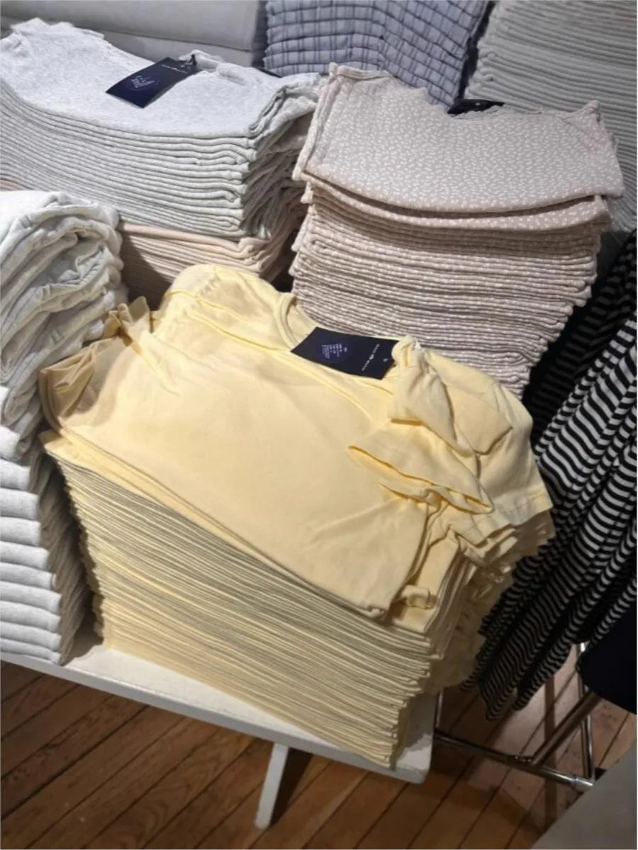 Light Yellow Basic Slim T-shirt Women Casual Basic O-neck Short Sleeve Cotton Tee Tops Sweet Cute Simple All-match Tshirt Top