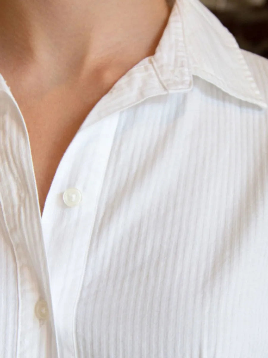 White Buttons Slim Blouse T-shirts Women Summer Casual Turn down Collar Long Sleeve Tees Cute Sweet Preppy Style Y2K Crop Tops
