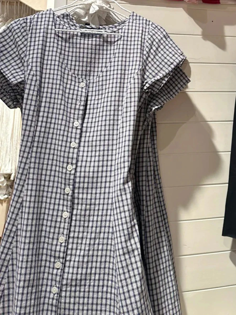 Single Breasted Mini Blouse Dress Women Spring Casual Linne Cotton Button Short Vestidos Cute Sweet Preppy Style Dresses