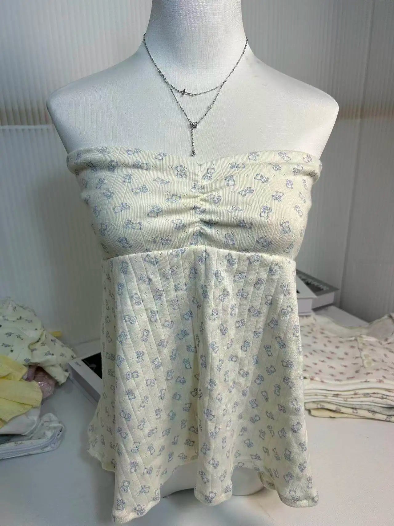 Butter Yellow Folds Tank Tops Woman Summer Casual Cotton Slim All-match Strapless Vest Cute Sweet Preppy Style Camisole Y2K New