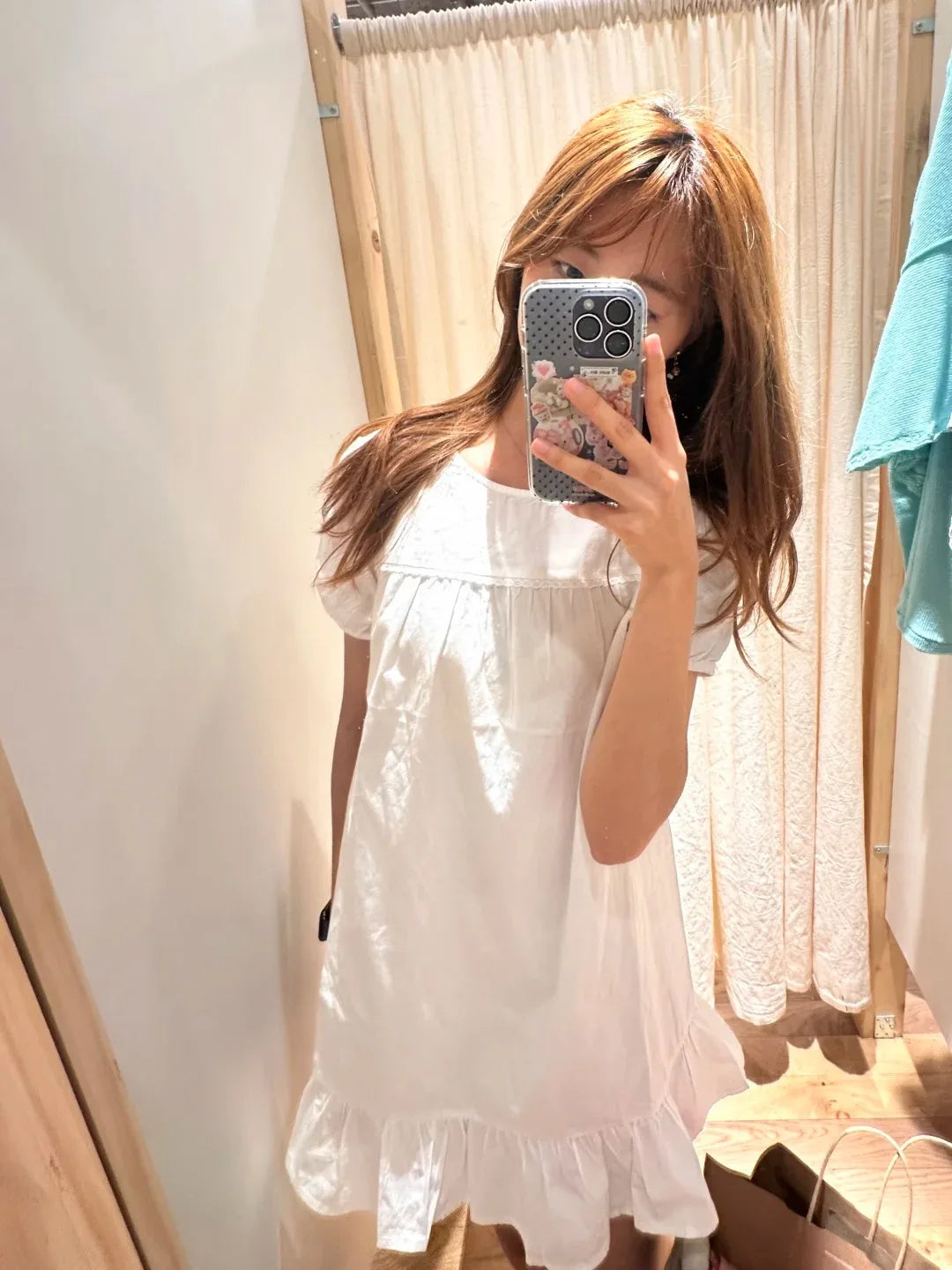 Chic White Puff Sleeve Dress Women Simple Casual Loose Ruffle Hem Cotton Dresses Y2K Clothes Cute Sweet Preppy Style Vestidos