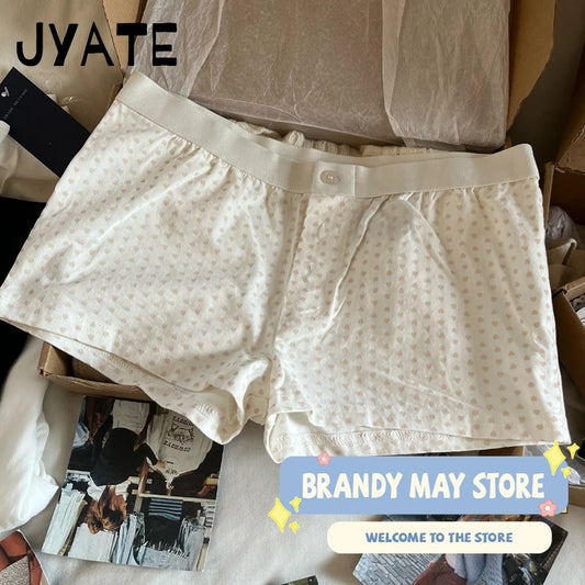 Sweet Pink Print Buttons Pajama Shorts Women Summer New Cotton Patchwork Casual Home Underwear Vintage Cute Chic Swearshort Y2K