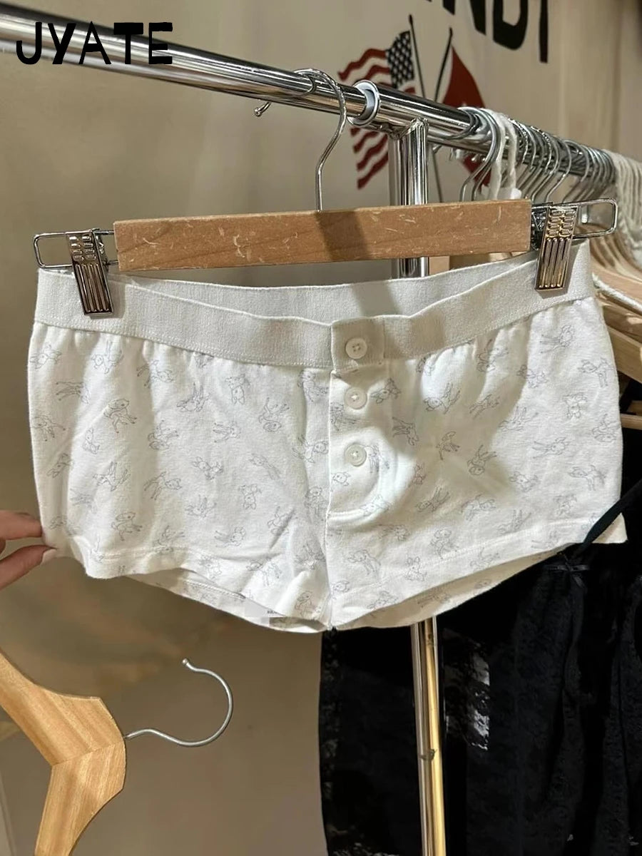 Little Deer Vest Shorts 2 Pieces Set Women Lace Trim Bow Slim Tank Top+Buttons Patchwork Straight Short Pant Sweet Suit Sets Y2K