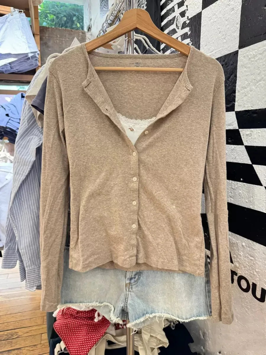 Eyelet Floral Print Slim T-shirt Women Preppy Style O-neck Single Breasted Cotton Long Sleeve Tee Shirts Cute Vintage Sweet Tops