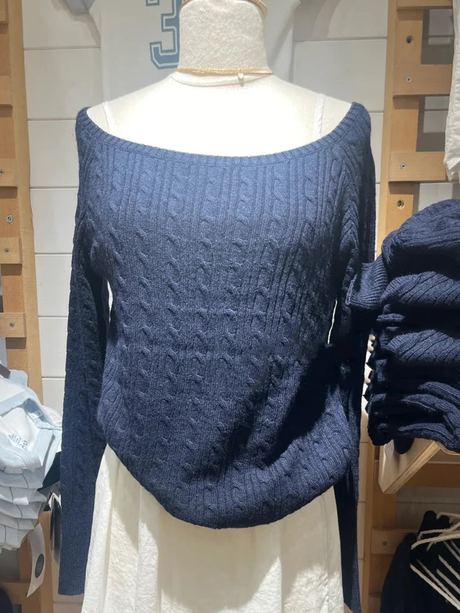 New Beige Twisted Flower Thin Knitted Sweater Women V-Neck Long Sleeve Jumpers Spring Sweet Cute Preppy Style Sweater Top