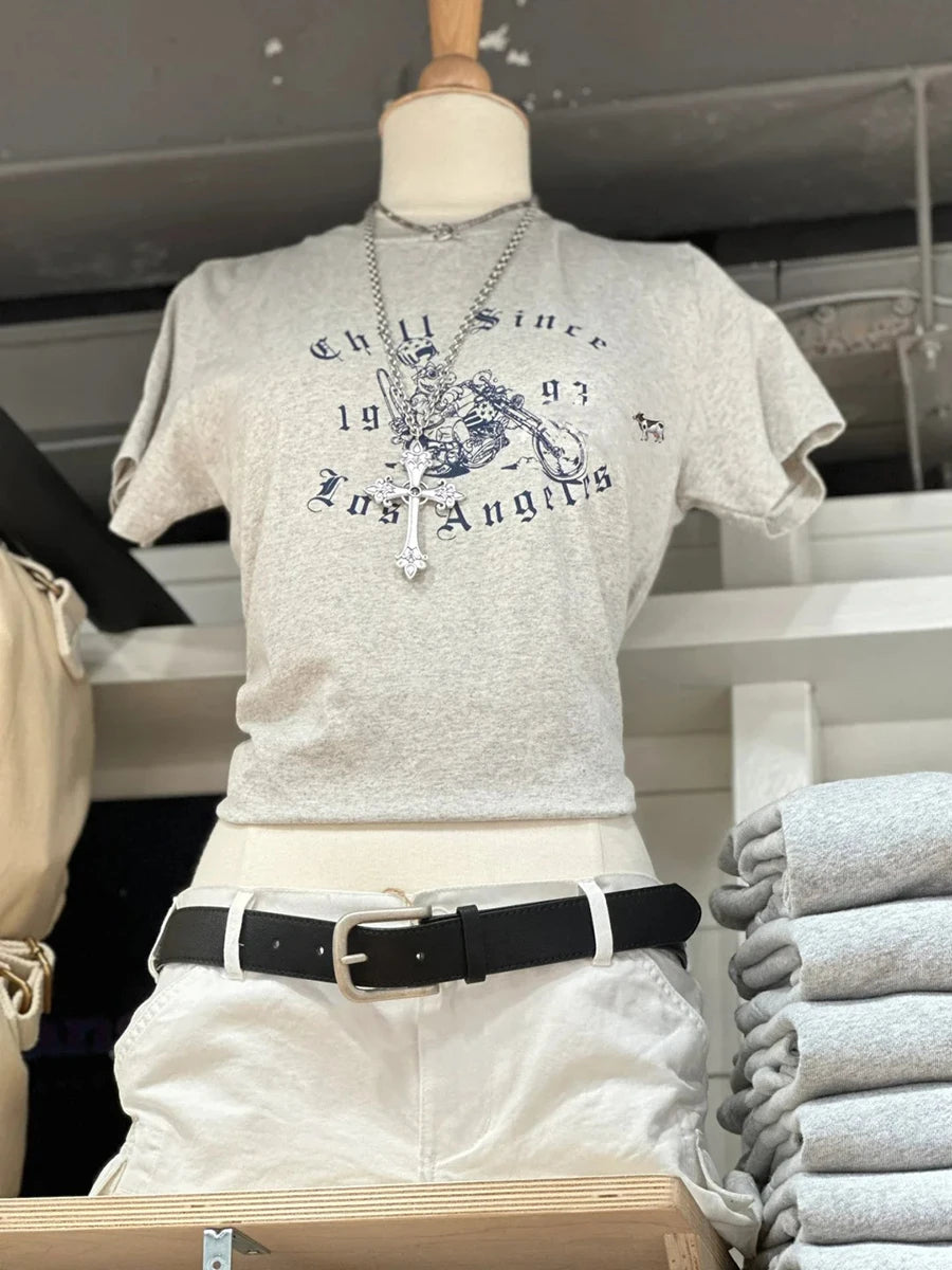 Guitarist Print O-neck Slim T-shirts Women New Cotton Street Simple White Short Sleeve Tops Clothes Vintage Chic Casual Tshirt