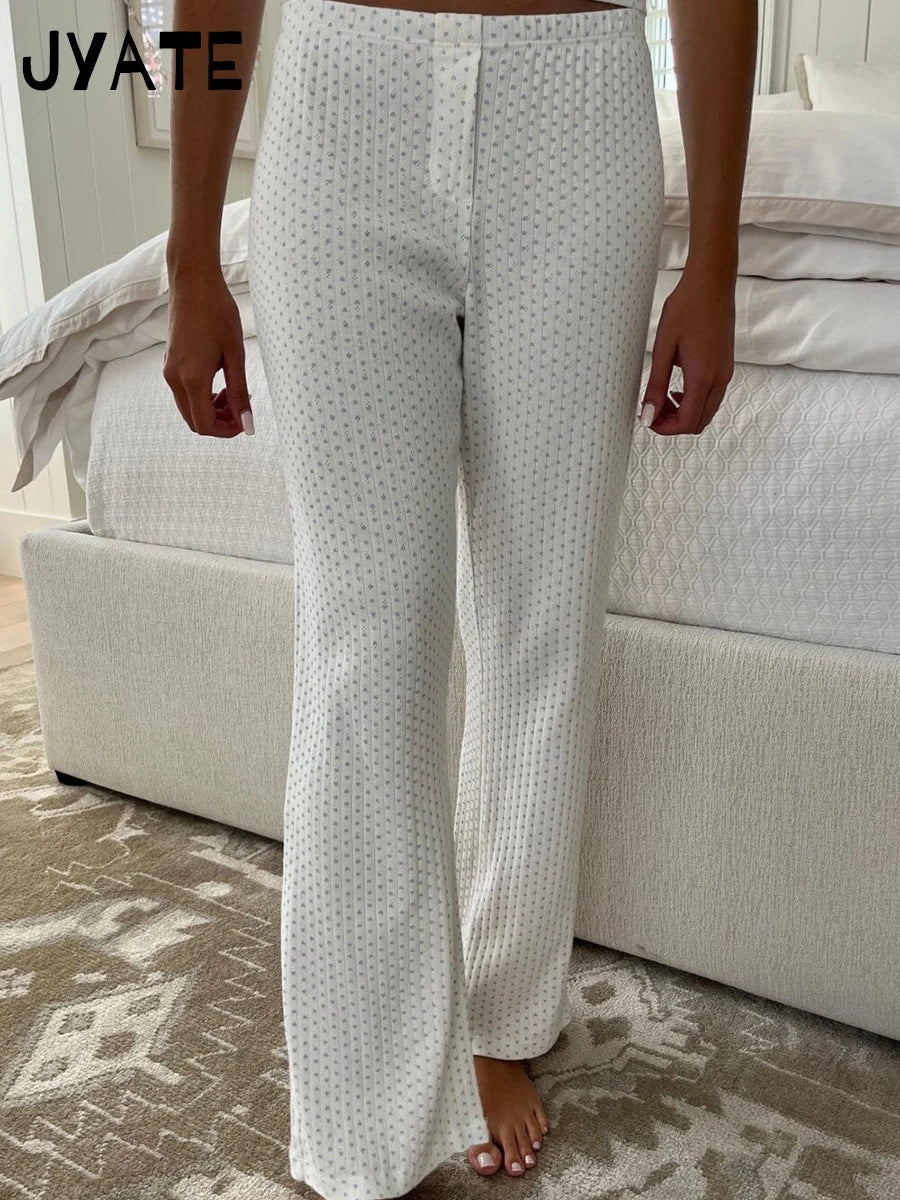 Sweet Pink Heart Print Casual Home Pants Women New Cotton Soft Elastic High Waist Pajama Trousers Cute Vintage Preppy Long Pant