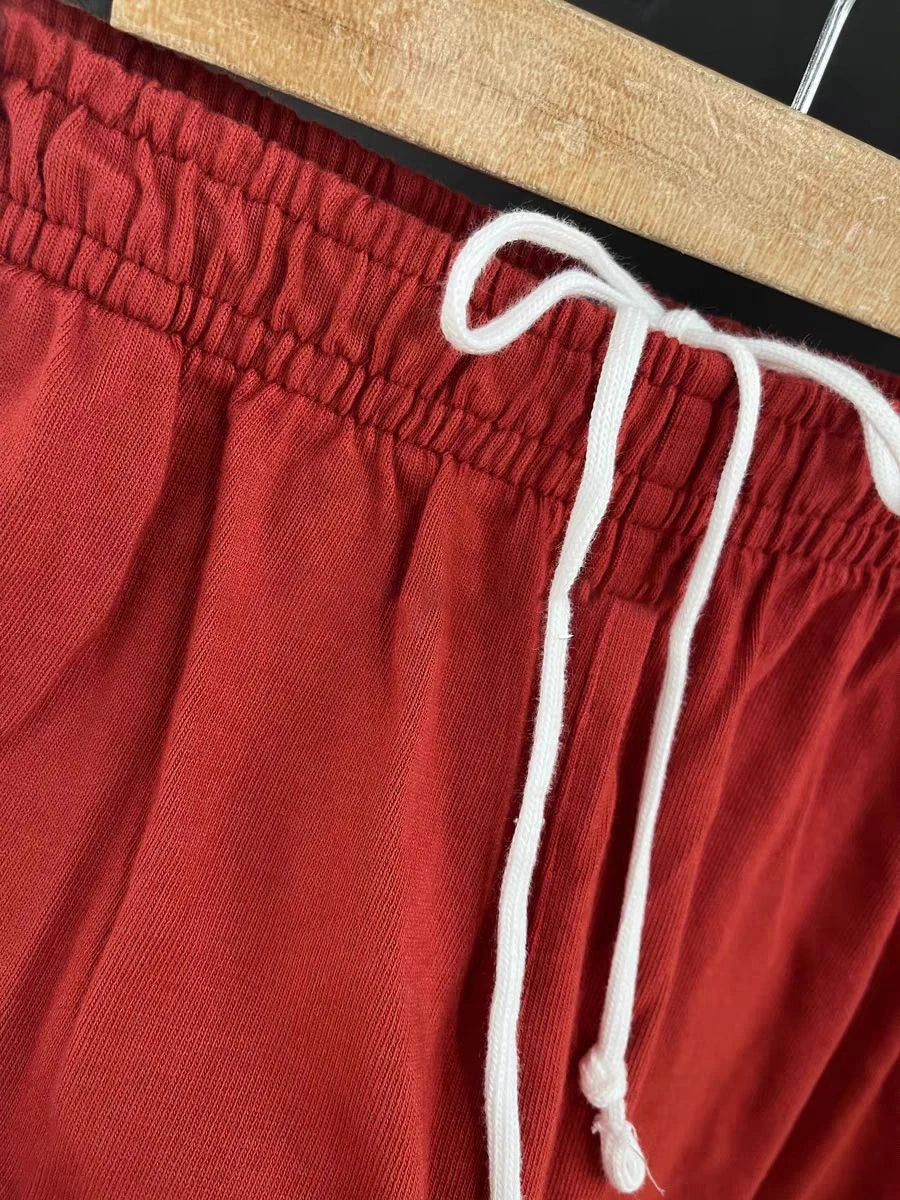 Red Drawstring Straight Sweatpants Women Autumn New High Waist Cotton Simple Sport Long Pant Vintage Casual Y2K Sweatpants New