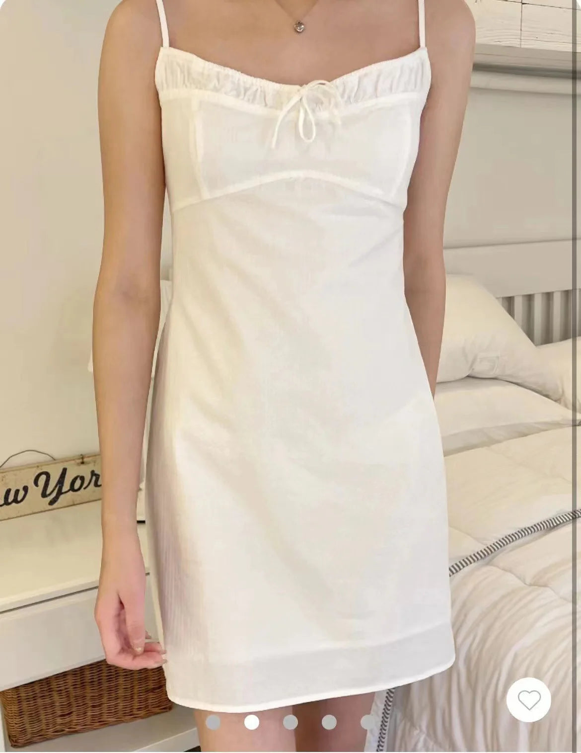 Fashion White Striped Sexy Backless Mini Dresses Women Cotton Lace-up Streetwear Slim Camis Dress Sweet Vintage Chic Y2K Vestido