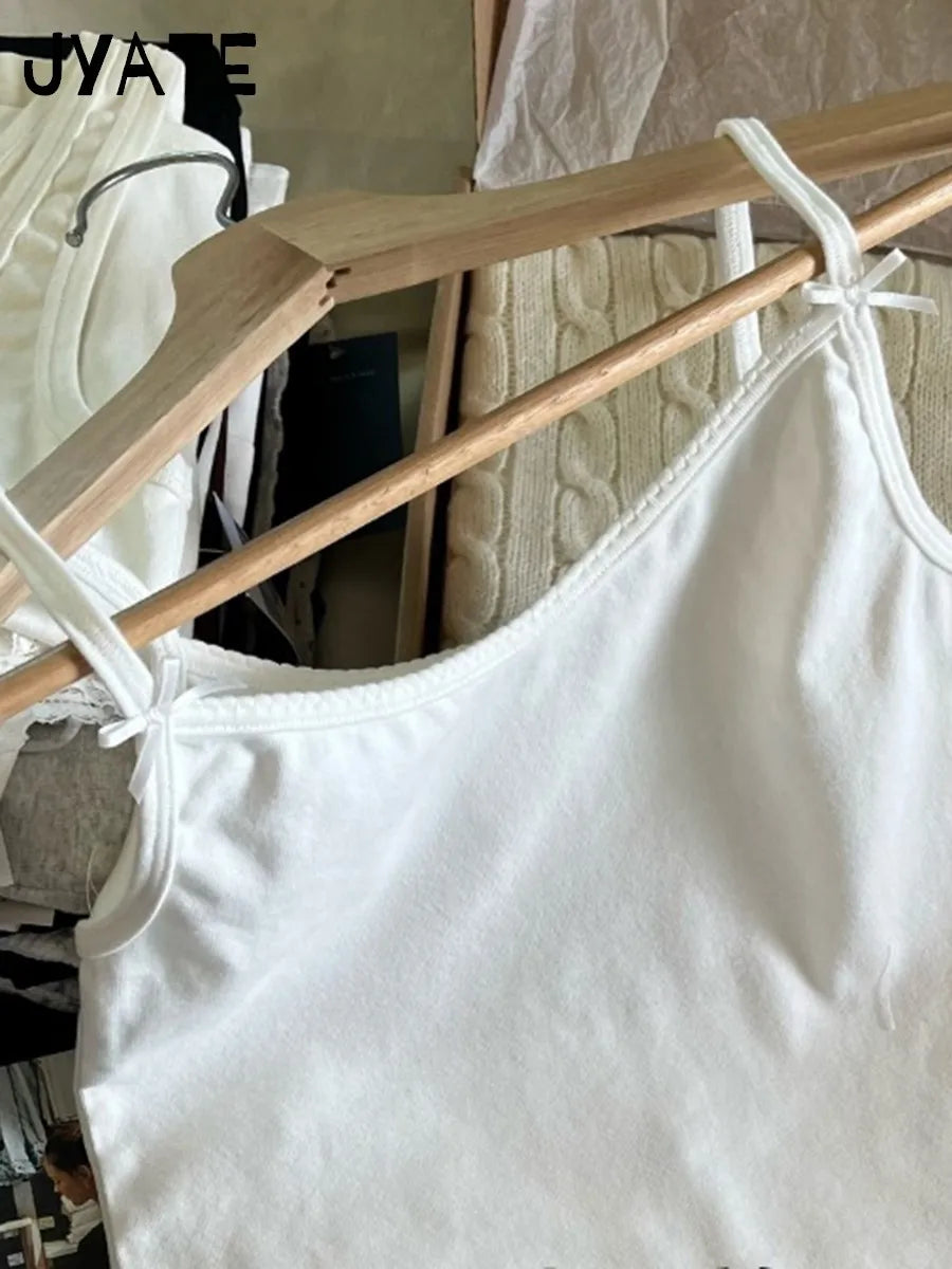 Lace Trim Bow Tank Tops Shorts Cotton Outfits Women Summer V-neck Vest+Buttons Straight Boxer Short Pant Cute Home Pajama Sets