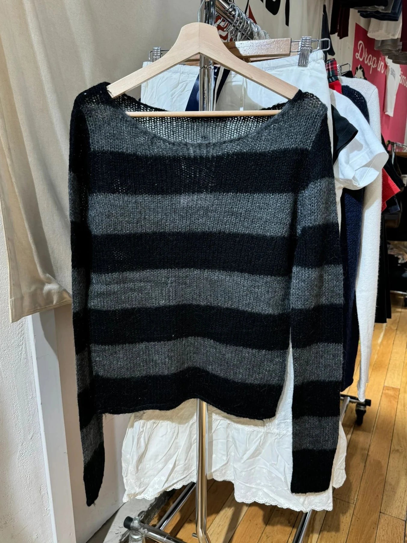 Retro Striped Knitted Long Sleeve T-Shirt Women Sweetwear Scoop Neck Cotton Thin Smock Autumn Vintage Sweet Tee Shirt Tops Y2K