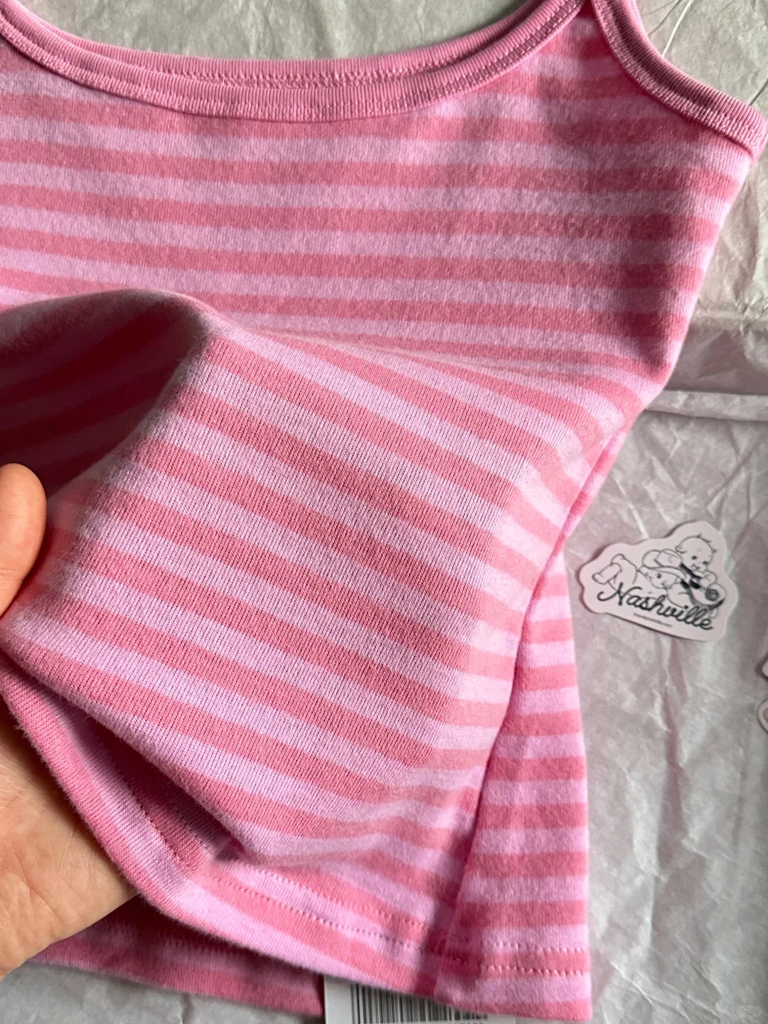 Sweet Pink Striped Collection Tshirt Women Simple Casual Cotton Buttons T-shirts Cute Preppy Style  Y2KCamisole+Slim Short Pants