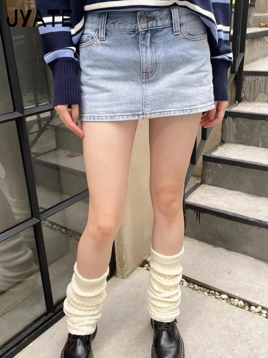 New Harajuku Blue Denim Mini Cargo Skirts Women Summer Cotton Slim Sexy Low Rise Skirt Female Vintage Sweet Chic Y2K Falda 2024