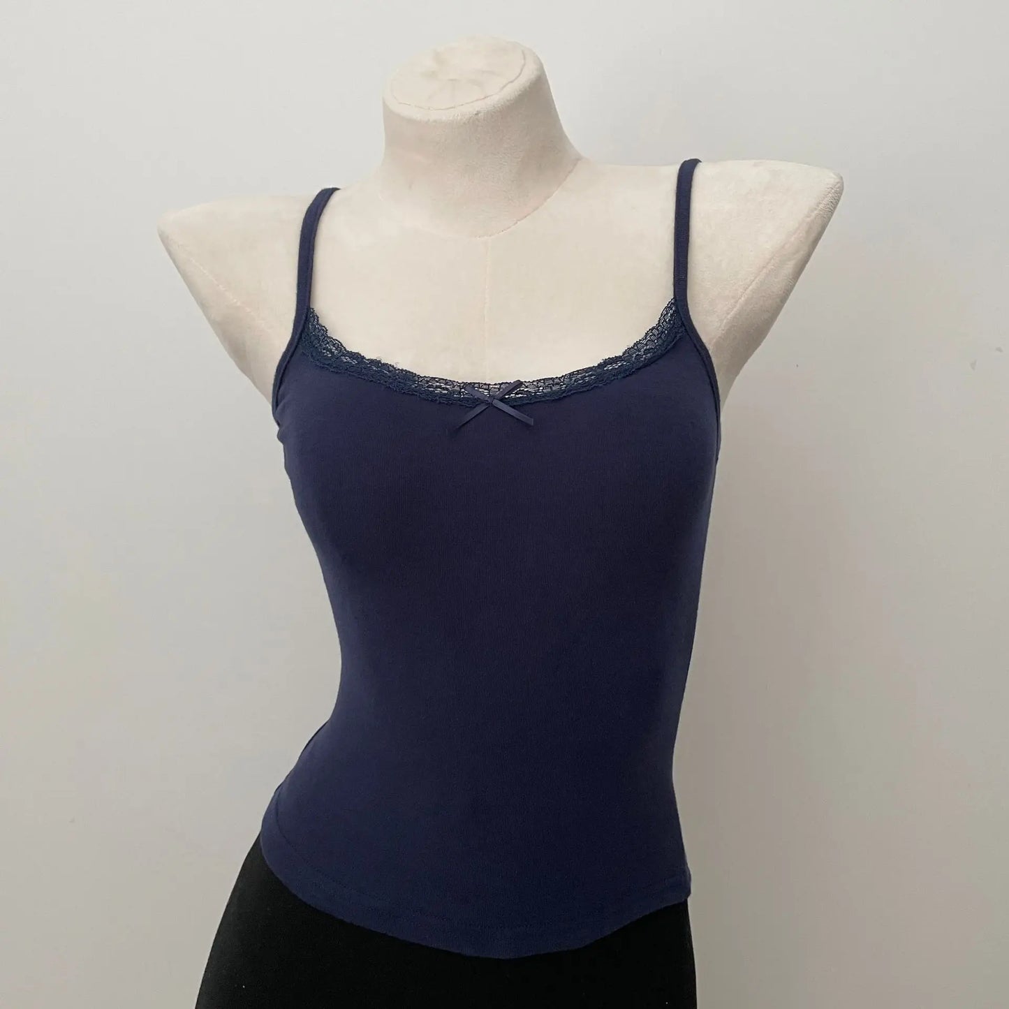 Cute Cotton Soft Lace Trim Tank Tops Women New Summer Solid Chic Bow Slim Cropped Vests Sweet Preppy Style Casual Camisole Y2K