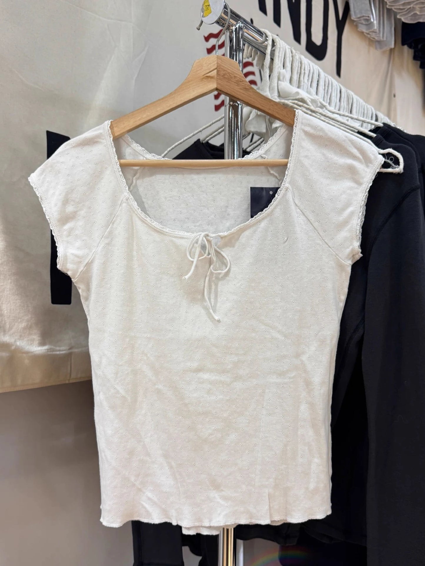 Eyelet Lace Trim Crop Top Women Simple Cotton Lace-up O-neck Short Sleeve Tshirts Female Sweet Casual Cute Cropped Tee Tops Y2K