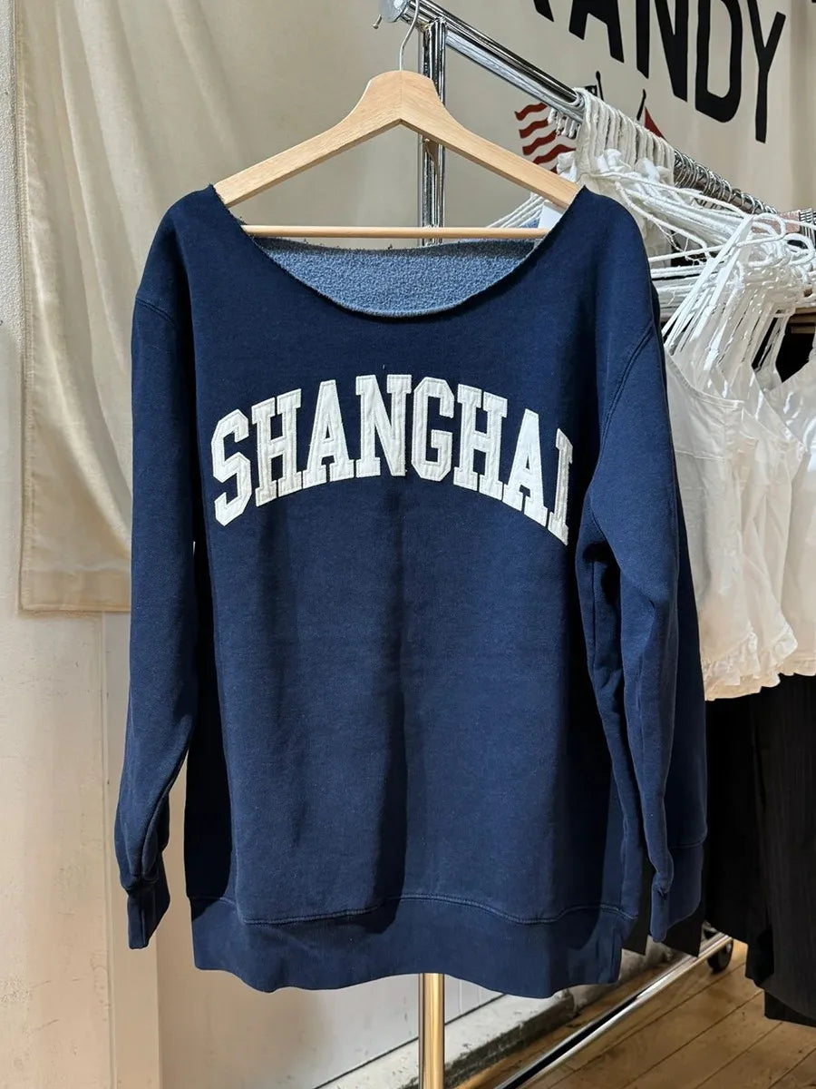 Letter Embroidery Scoop Neck Sweatshirt Women Autumn Streetwear Long Sleeve Cotton Loose Pullover Vintage Oversized Y2K Hoodie