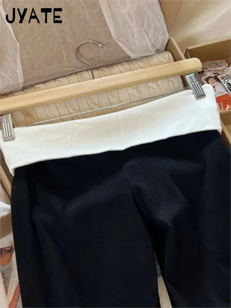Fashion Patchwork Slim Cotton Yoga Pants Women New Casual Elastic High Waist Flare Pant Vintage Streetwear Y2K Straight Trousers