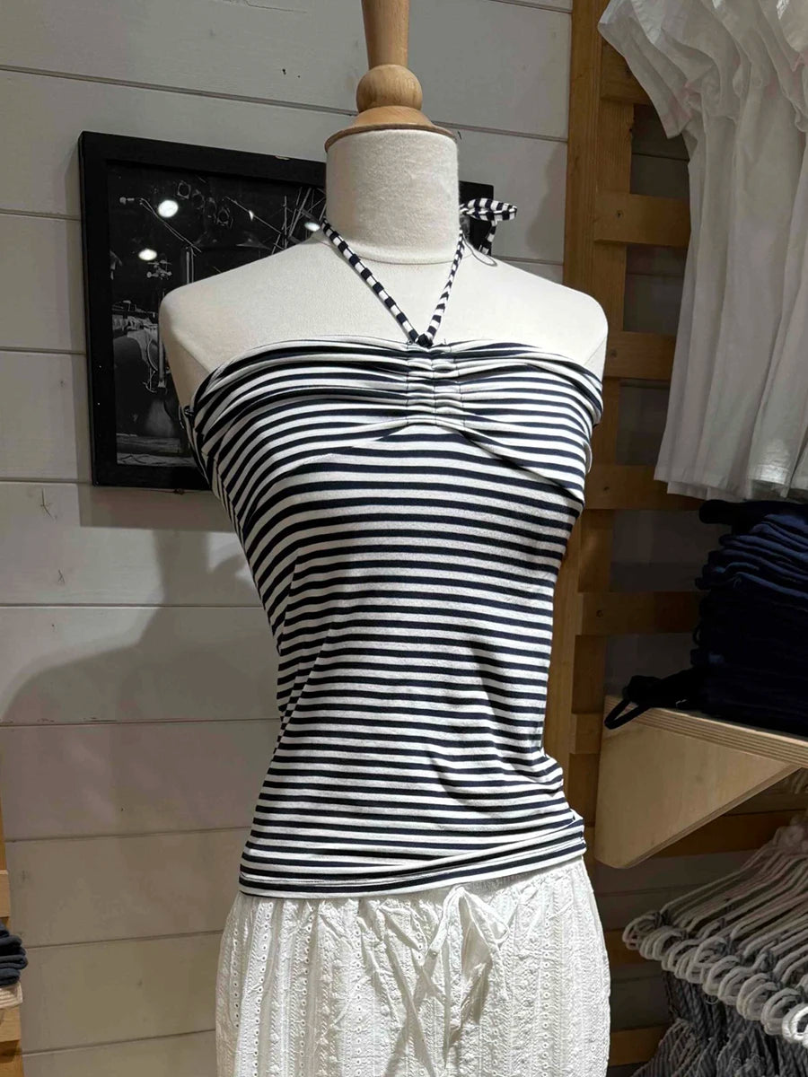 Sweet Solid Cotton Drawstring Strapless Tank Tops Women Streetwear Side Split Slim Cropped Vest Summer Vintage Chic Camis Y2K