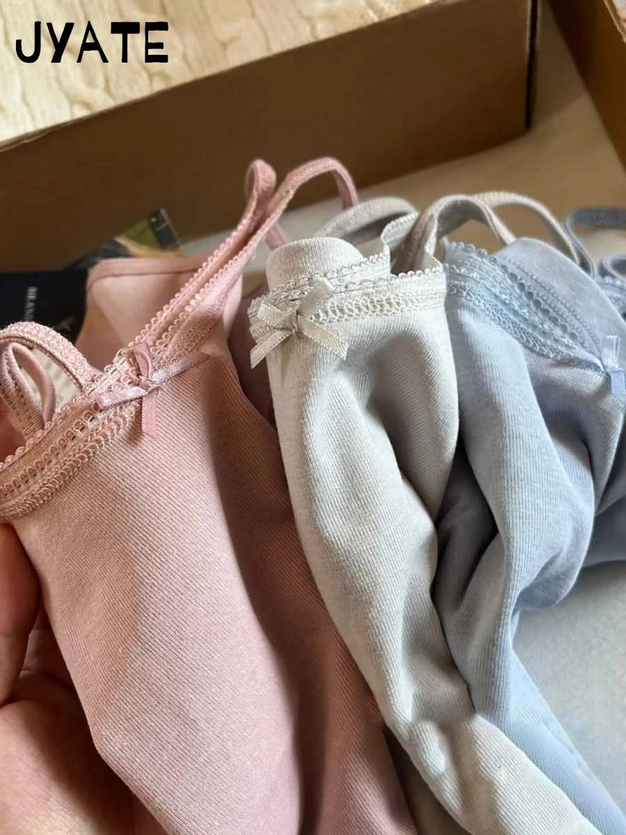Fashion Bow O-neck Sleeveless Tank Tops Women Summer Street Casual Cotton Simple Basic Crop Vests Vintage Chic Sweet Camis Y2K