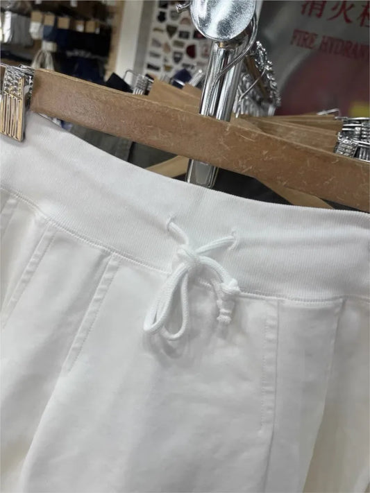 Sweet White Lace-up Pleated Skirt Women Summer Casual Elastic Waist Cotton Sports Skirts Faldas Vintage All-match A-line Short
