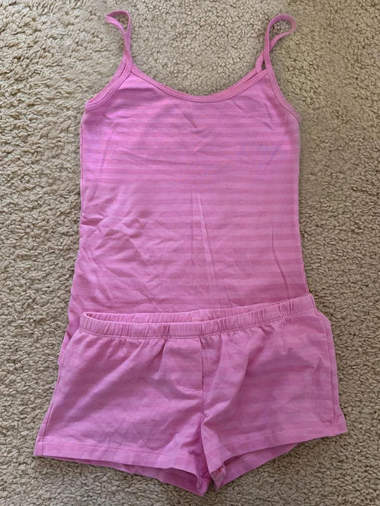 Pink Striped Vest Shorts Set Woman Slim Crop Top+Elastic Waist Short Pant Casual Cozy Sweet Cotton Home Pajama 2 Piece Sets