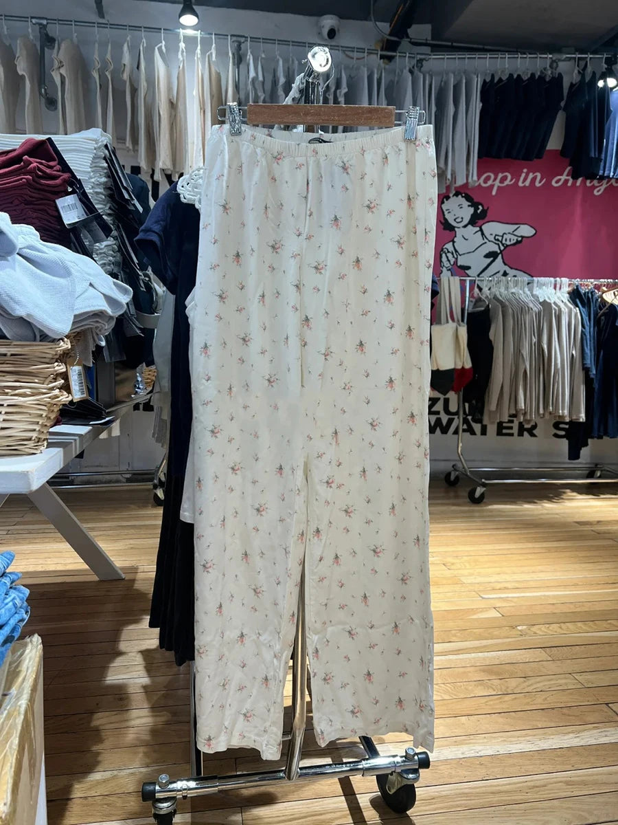 White Drawstring Straight Sweatpants Women Spring Y2K Cotton Linen Casual High Waist Trousers Sweet Cute Sport Long Pants New