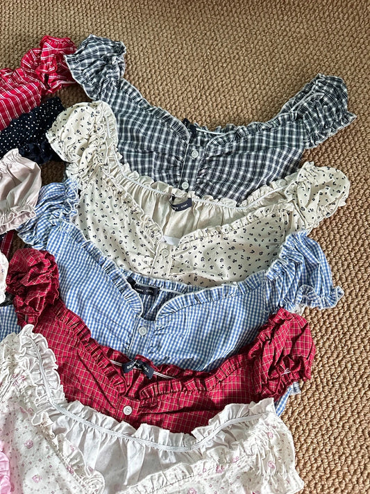 Collection Folds Blouse Tees Women Casual Single Breasted Ruffle Sleeveless Tank Tops Sweet Vintage Preppy Style Camisole Y2K