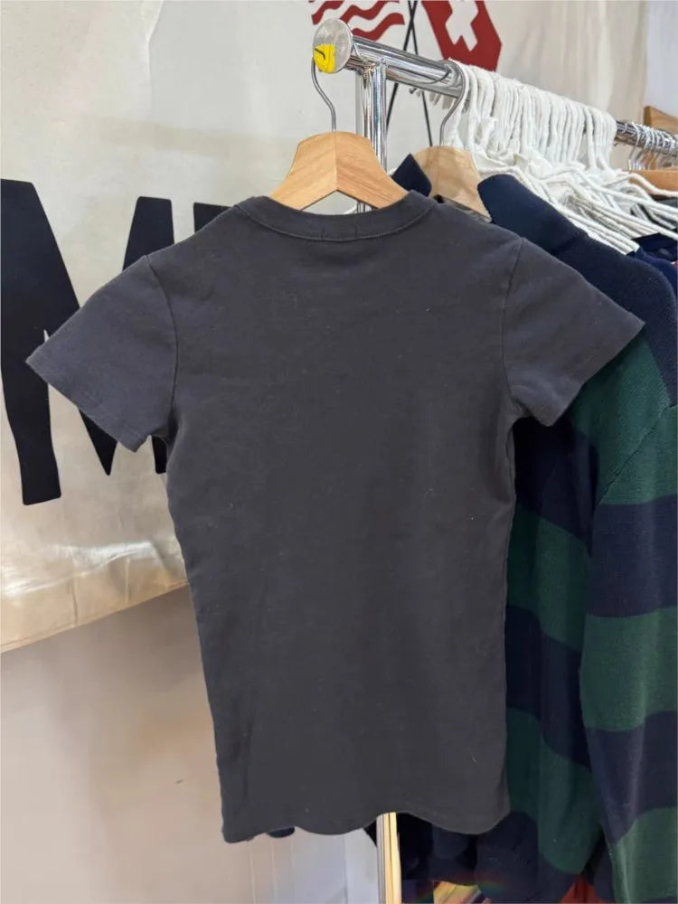 Fashion Letter Print T-shirts Women Summer Casual Slim Cotton O-neck Short Sleeve Tees Vintage Streetwear Simple Tshirt Y2K