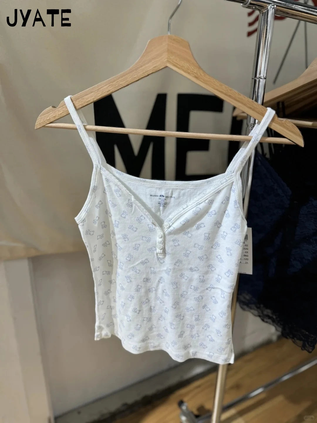 Sweet Bear Print Buttons V-neck Camis Women New Casual Cotton Soft Pajama Sleeveless Vests Cute Vintage Preppy Style Tank Tops