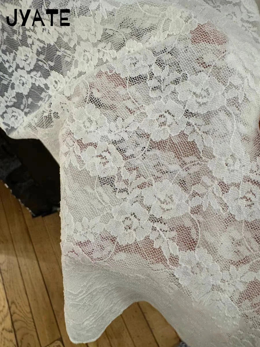 White Lace Bow Transparent Tank Tops Women Summer New Streetwear Sleeveless V-neck Thin Slim Vest Sweet Vintage Sexy Camis Y2K