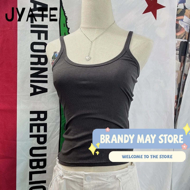 Solid Basic Ribbed Sleeveless Vests Women Summer New Cotton Soft Casual Slim Simple Tank Tops Vintage Chic Harajuku Camisole Y2K