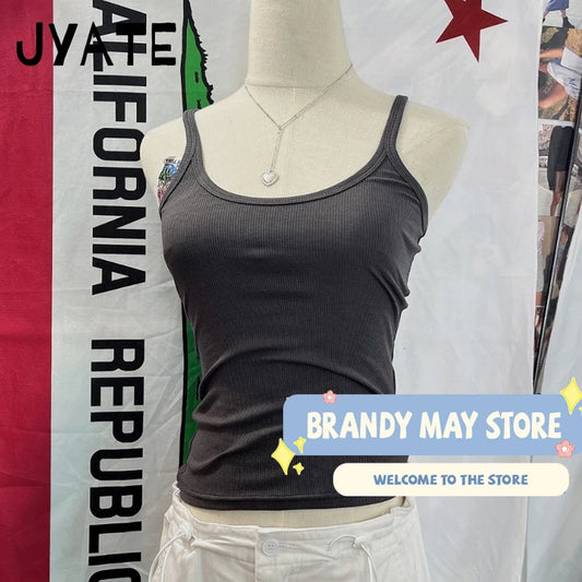 Solid Basic Ribbed Sleeveless Vests Women Summer New Cotton Soft Casual Slim Simple Tank Tops Vintage Chic Harajuku Camisole Y2K