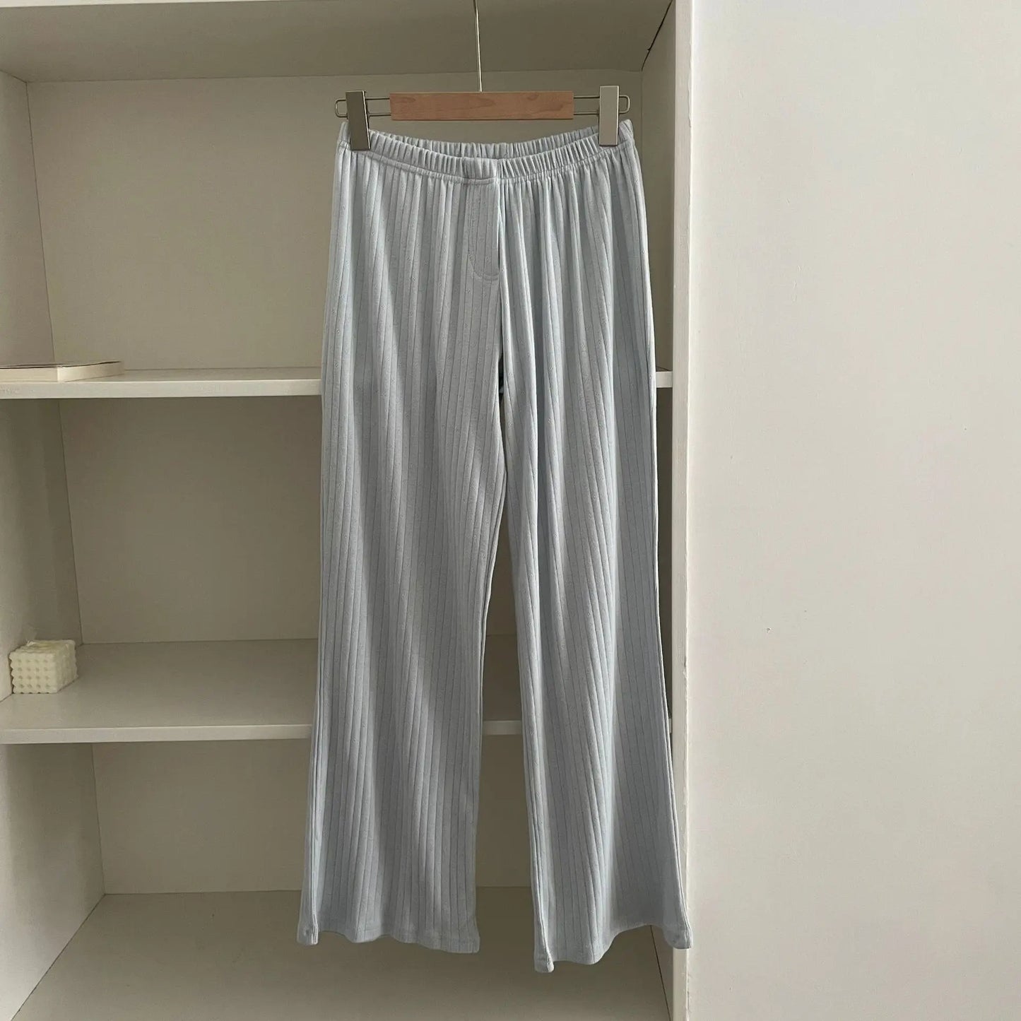 Sweet Solid Cotton Home Pant Women All-match Soft Elastic High Waist Pajama Trousers Vintage Preppy Style SImple Y2K Long Pants