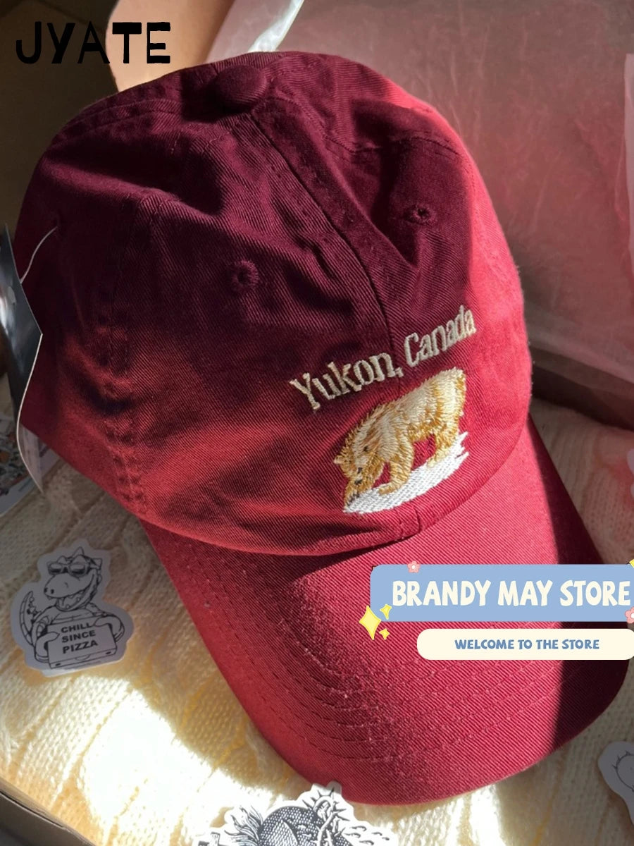 New Letter Embroidery Red Baseball Cap Women Casual Street Cartoon Sunscreen Hat Femme Vintage Preppy Style Snapback Hats Y2K