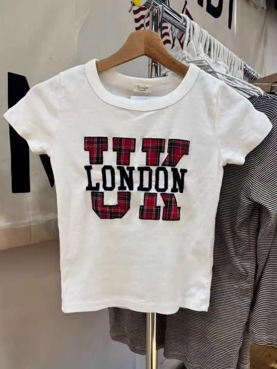 Letter Embroidery T-shirts Women Summer Streetwear Cotton Slim Short Sleeve Tees Sweet Vintage Preppy Style Tshirt Y2K Tops