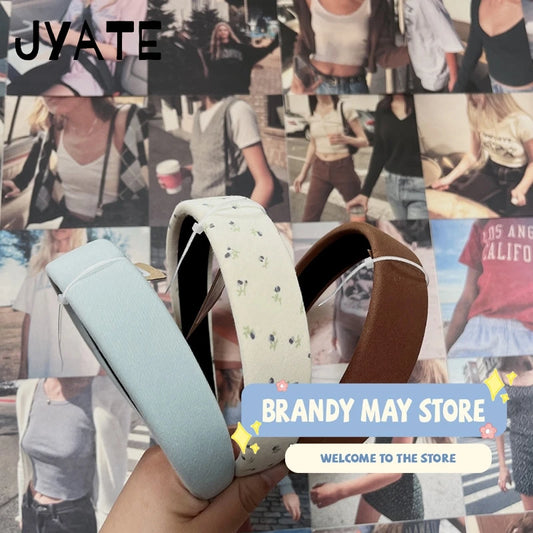 Cute Graphic Print Headbands Women 2024 New Casual Vintage Cotton Preppy Style Streetwear Headwears Chic Sweet Girl Headband Y2K